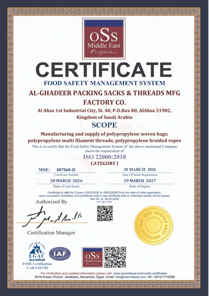 ISO 22000 Certificate